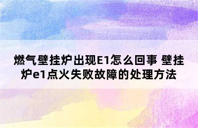 燃气壁挂炉出现E1怎么回事 壁挂炉e1点火失败故障的处理方法